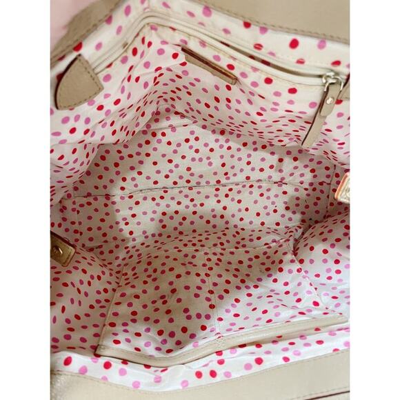 Kate Spade Bexley Anisha Pebbled Leather Turnlock Satchel Bag Nude Tan - Picture 7 of 8